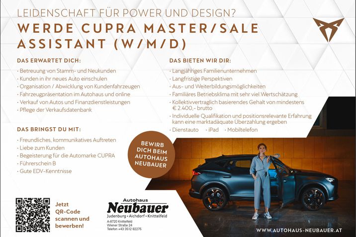 Stellenanzeige Cupra Master